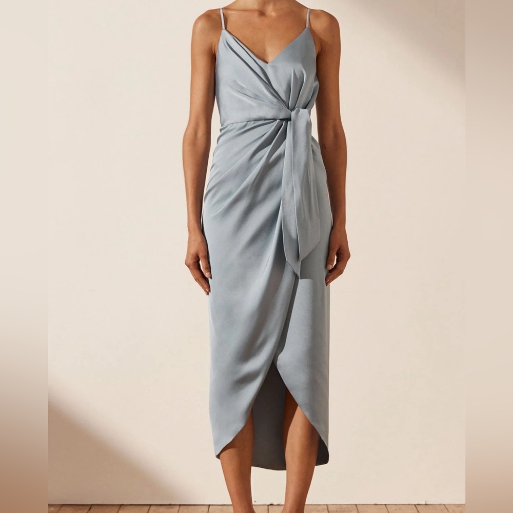 Shona Joy Luxe Tie Front Dress -Emerald